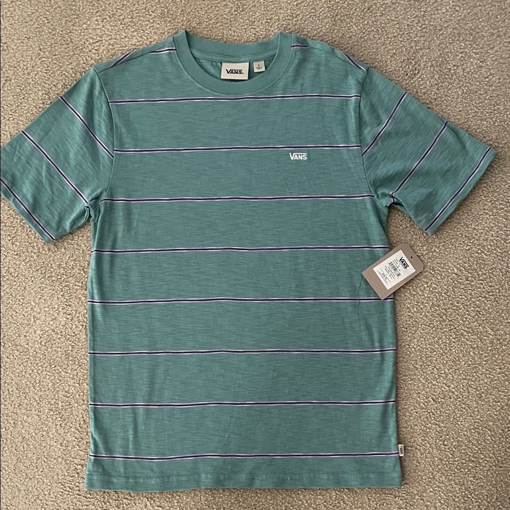 Vans Kids Green and Purple Striped Tee